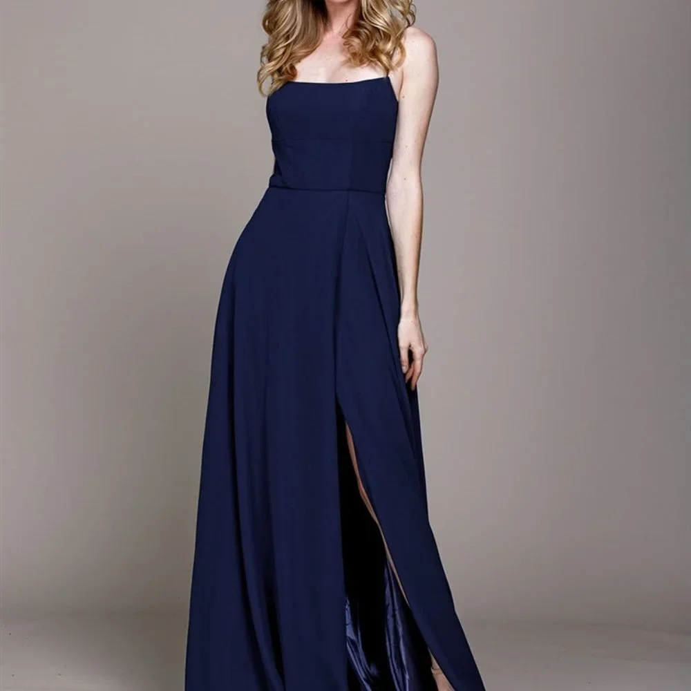 Straight Neck Leg Slit A-Line Prom Dress AC476
